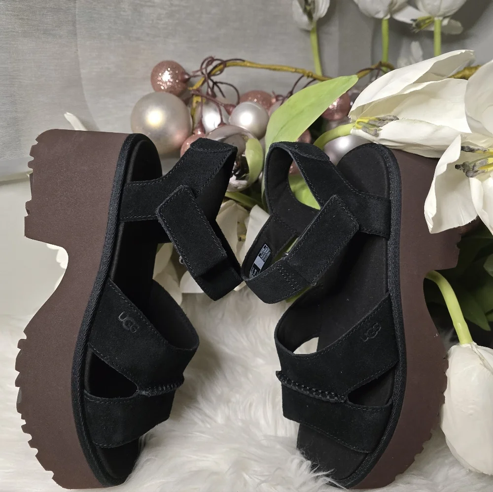 Ugg Heights Ankle Strap black Women's Shoes New